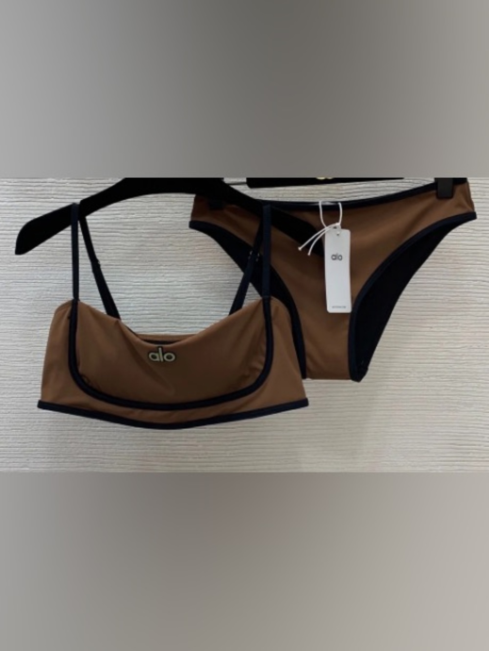 ALO Yoga Brown and Black Contrast Bikini Set